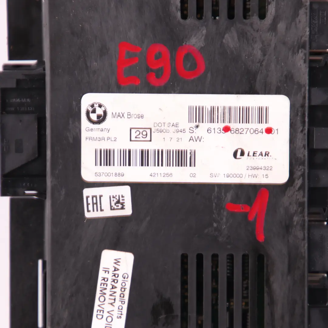 BMW 3 E90 Max Brose Footwell Light Module Control Unit ECU FRM3R PL2 - SKU 6827064-1 - Part number 6827064