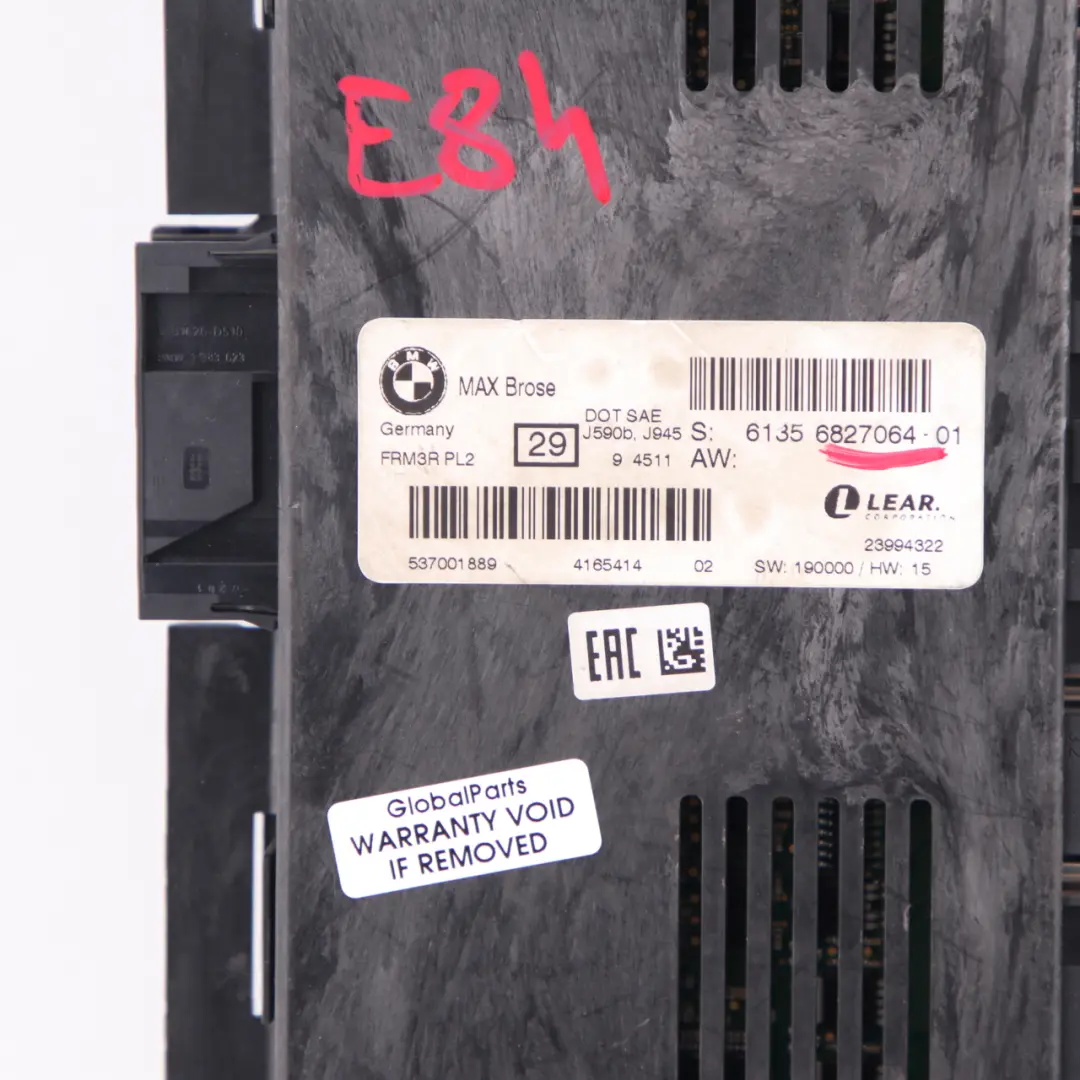 Brose Footwell Light Module Control Unit ECU FRM3R PL2 to BMW X1 E84 Max with Part number 6827064 BMW X1 E84 Max Brose Footwell Light Module Control Unit ECU FRM3R PL2 - SKU 6827064-5 - Part number 6827064