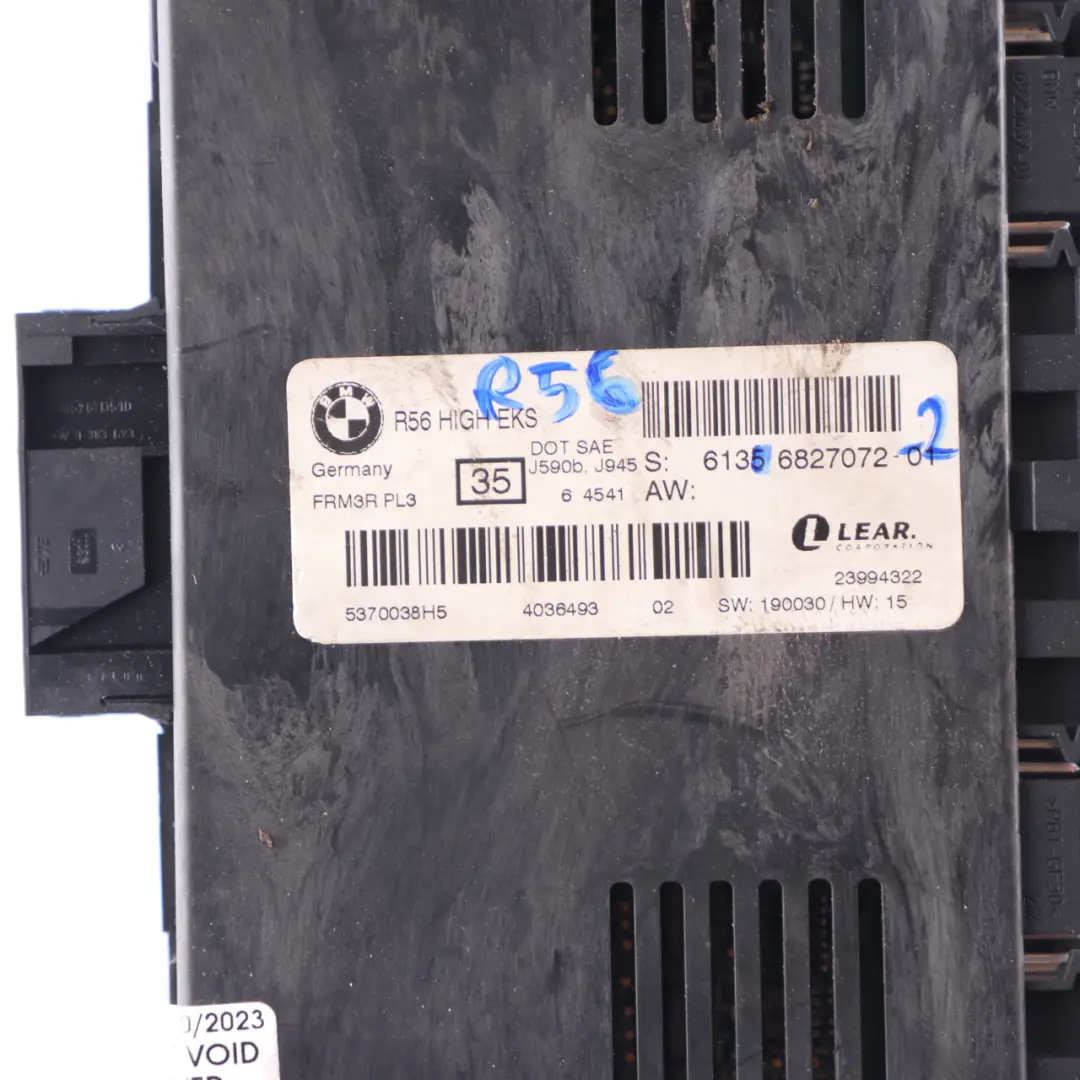 Mini One R56 Module d'éclairage de l'habitacle Haut EKS ECU PL3 FRM3R - SKU 6827072-2 - Numéro de pièce 6827072