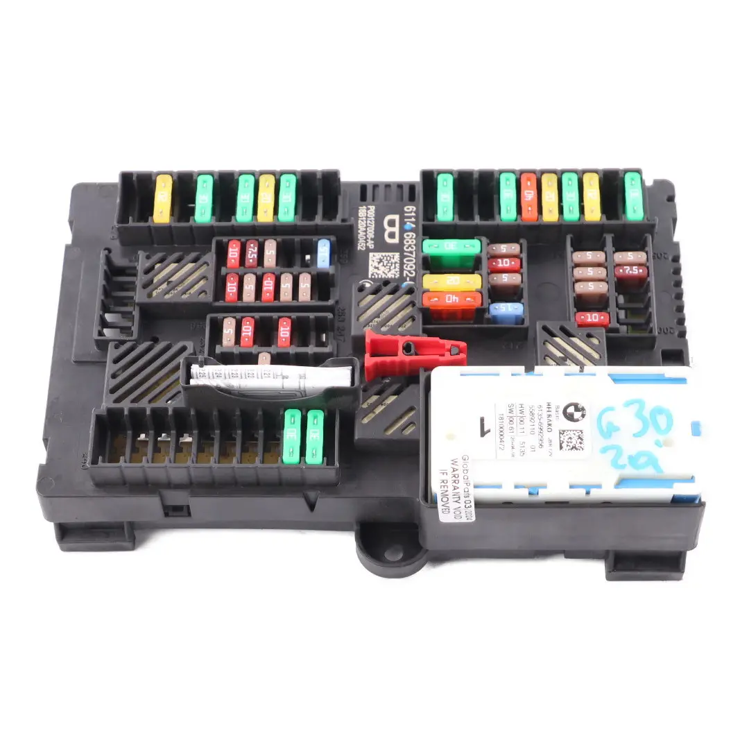 Fuse Relay Box Rear Trunk Power Distribution B + Box Basis to BMW G30 G12 with Part number 6837092 BMW G30 G12 Fuse Relay Box Rear Trunk Power Distribution B + Box Basis - SKU 6837092 - Part number 6837092