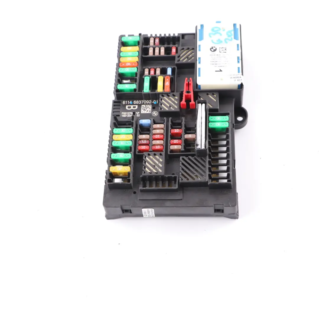 Fuse Relay Box Rear Trunk Power Distribution B + Box Basis to BMW G30 G12 with Part number 6837092 BMW G30 G12 Fuse Relay Box Rear Trunk Power Distribution B + Box Basis - SKU 6837092 - Part number 6837092