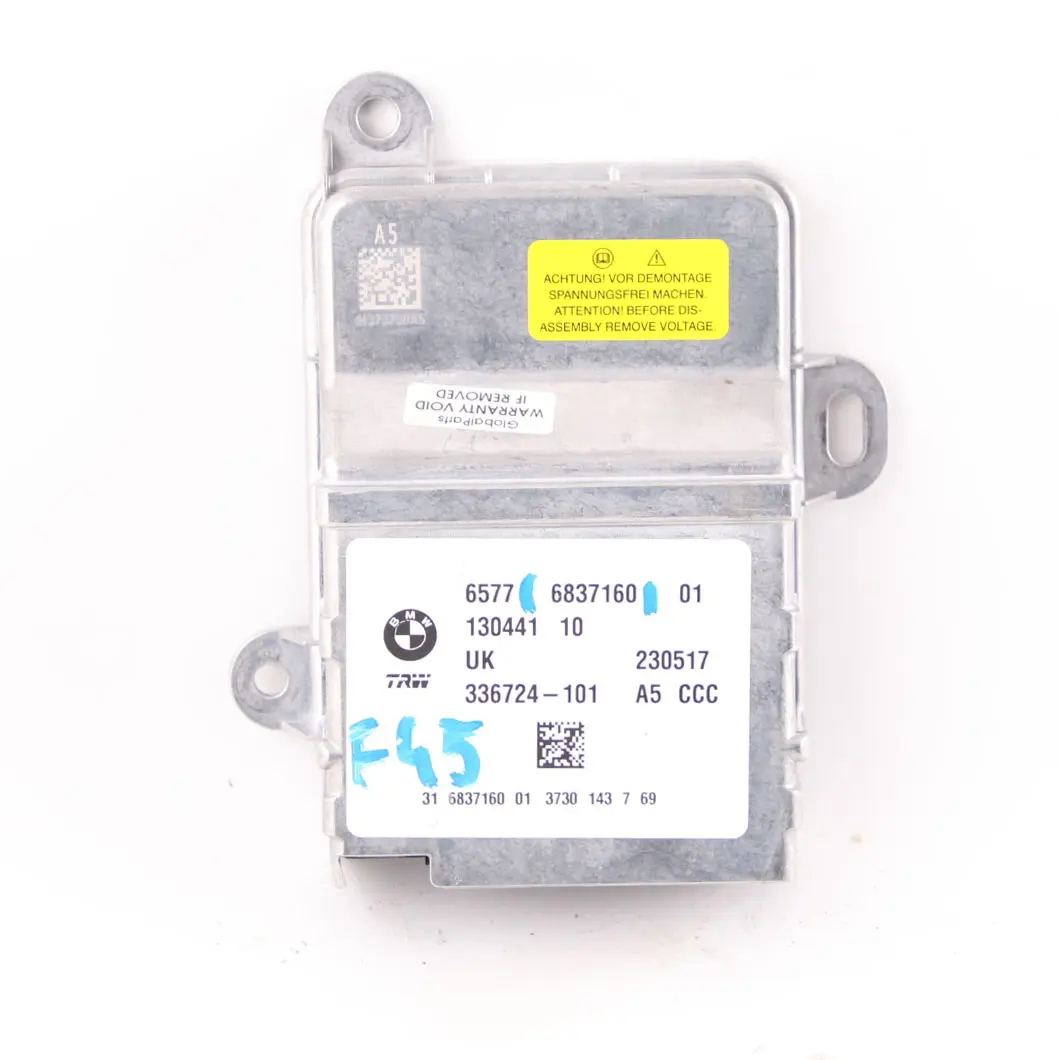 Module Airbag ECU Unité de Contrôle TRW pour BMW F45 F46 F48 à propos du numéro de pièce 6837160 BMW F45 F46 F48 Module Airbag ECU Unité de Contrôle TRW - SKU 6837160 - Numéro de pièce 6837160