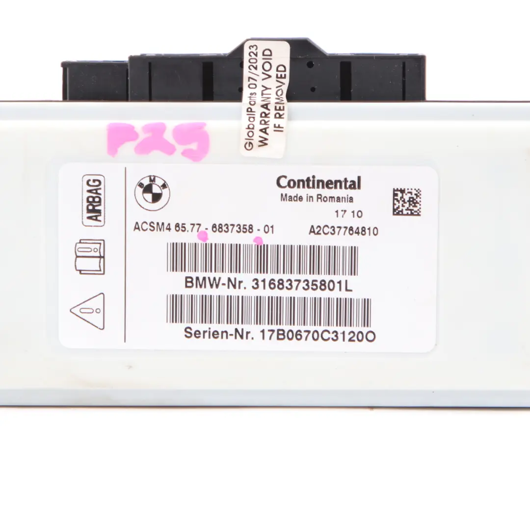  Module Airbag BMW F10 F12 F13 X3 F25 ECU Unité de contrôle Air Bag - SKU 6837358 - Numéro de pièce 9247383