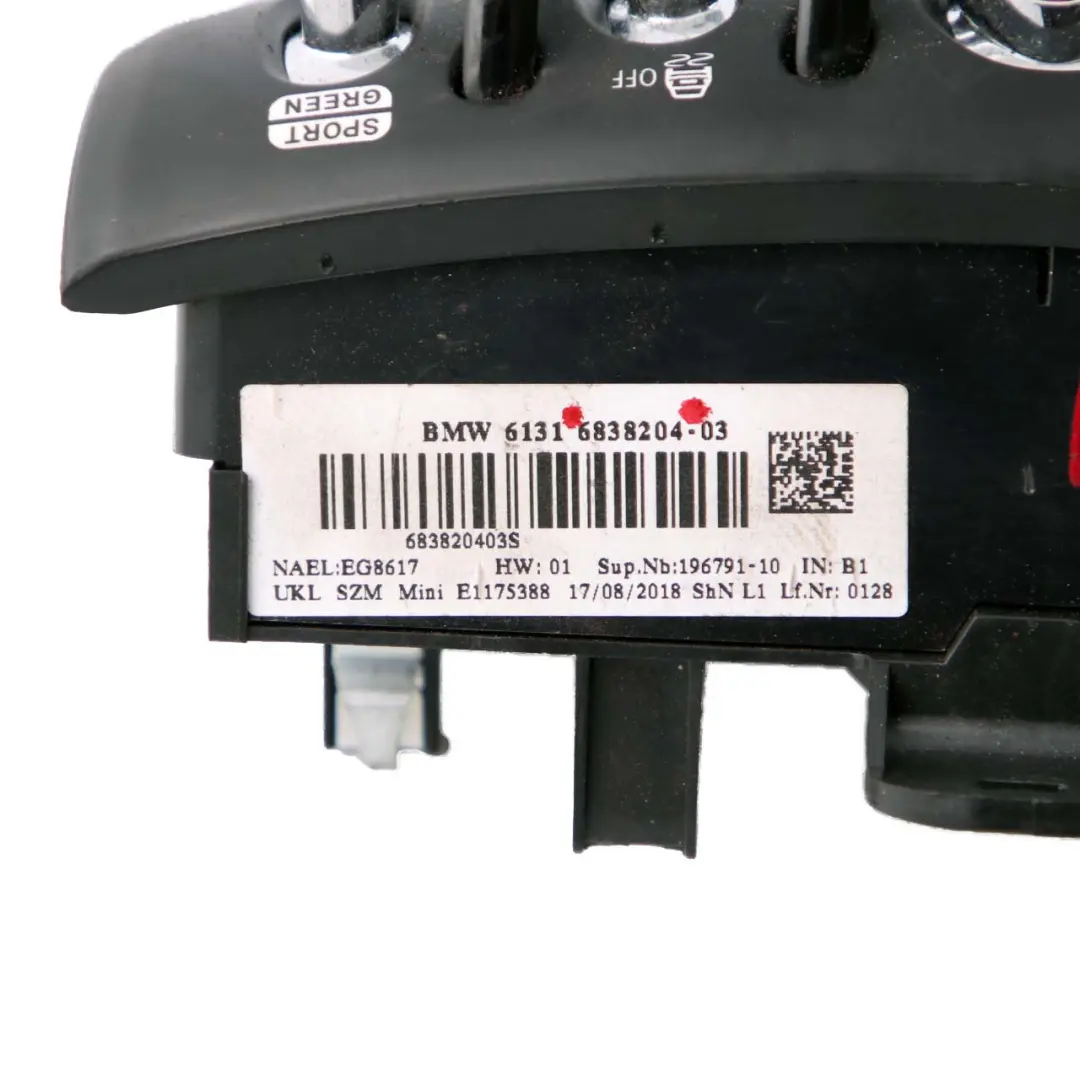 Mini Cooper F55 F56 F57 Interruptor Ventana Consola Central Negro - SKU 6838204 - Número de pieza 6838204