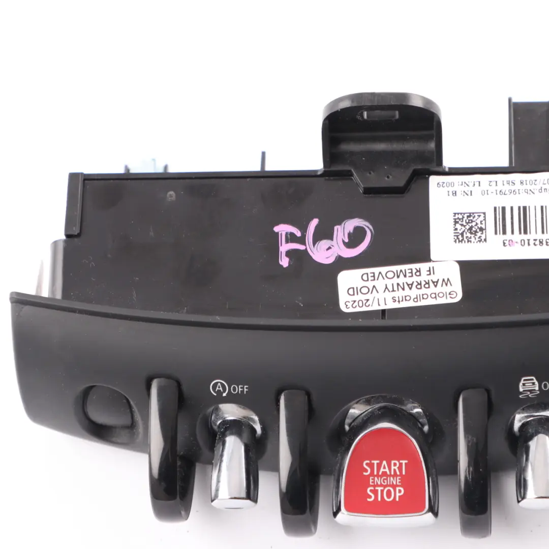 Mini F60 Pannello interruttore console centrale Avvio motore Start Stop - SKU 6838210 - Numero di parte 6838210