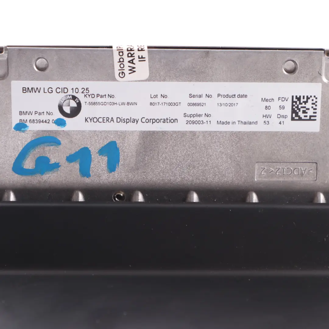 Central Information Display Screen Navigation LG CID 10,25" to BMW G11 with Part number 6839442 BMW G11 Central Information Display Screen Navigation LG CID 10,25" - SKU 6839442 - Part number 6839442