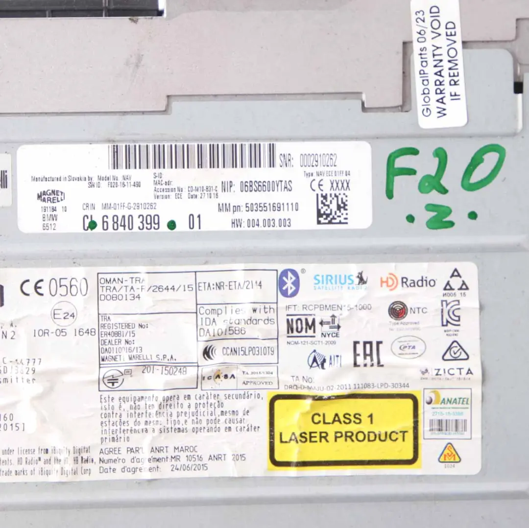  Head Unit BMW F20 F21 F22 F30 F31 Radio CD Navigation Business GPS - SKU 6840399 - Part number 6840399