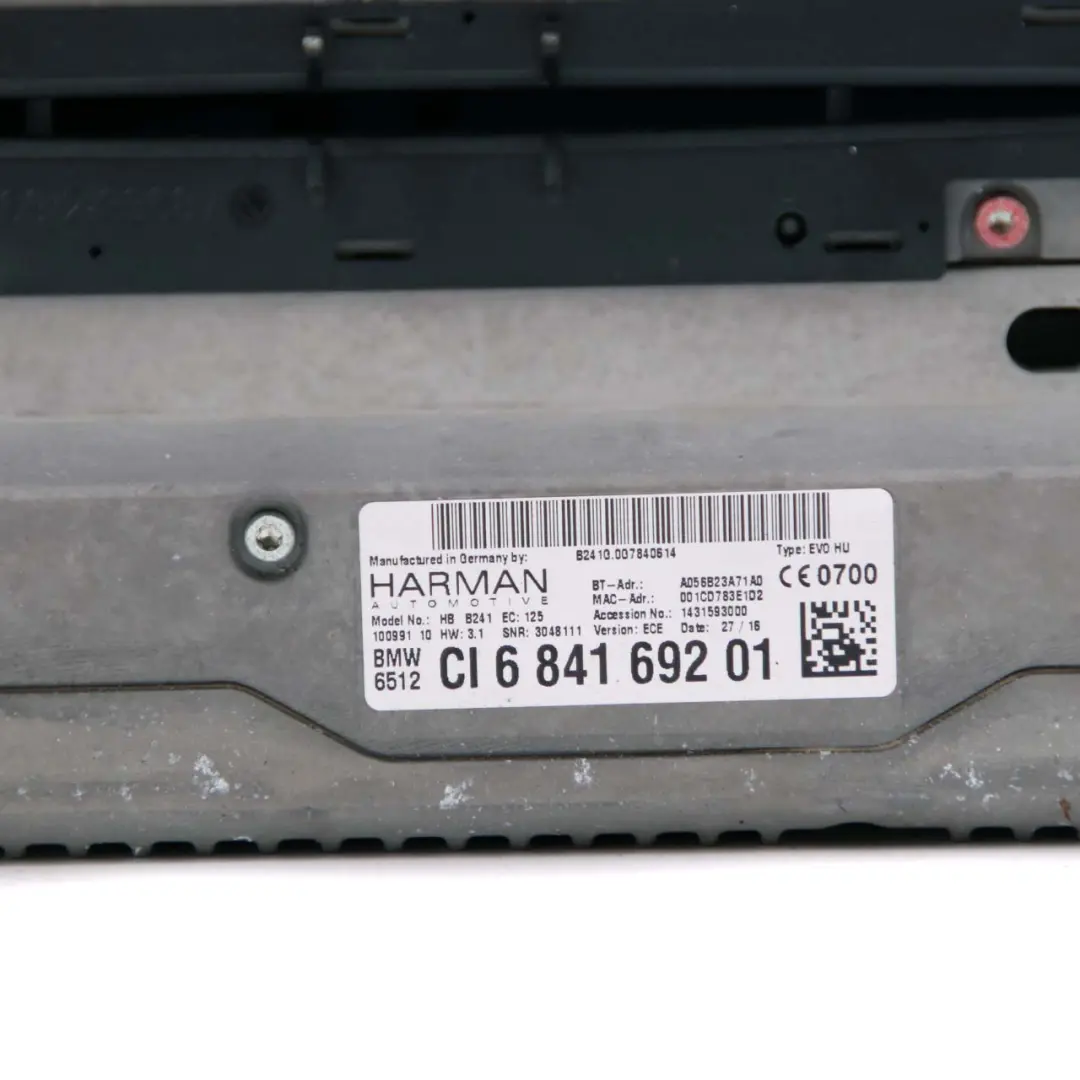 BMW F20 Head Unit Navigation GPS Sat Nav Infotainment DAB High F10 F30 - SKU 6841692 - Part number 6841692