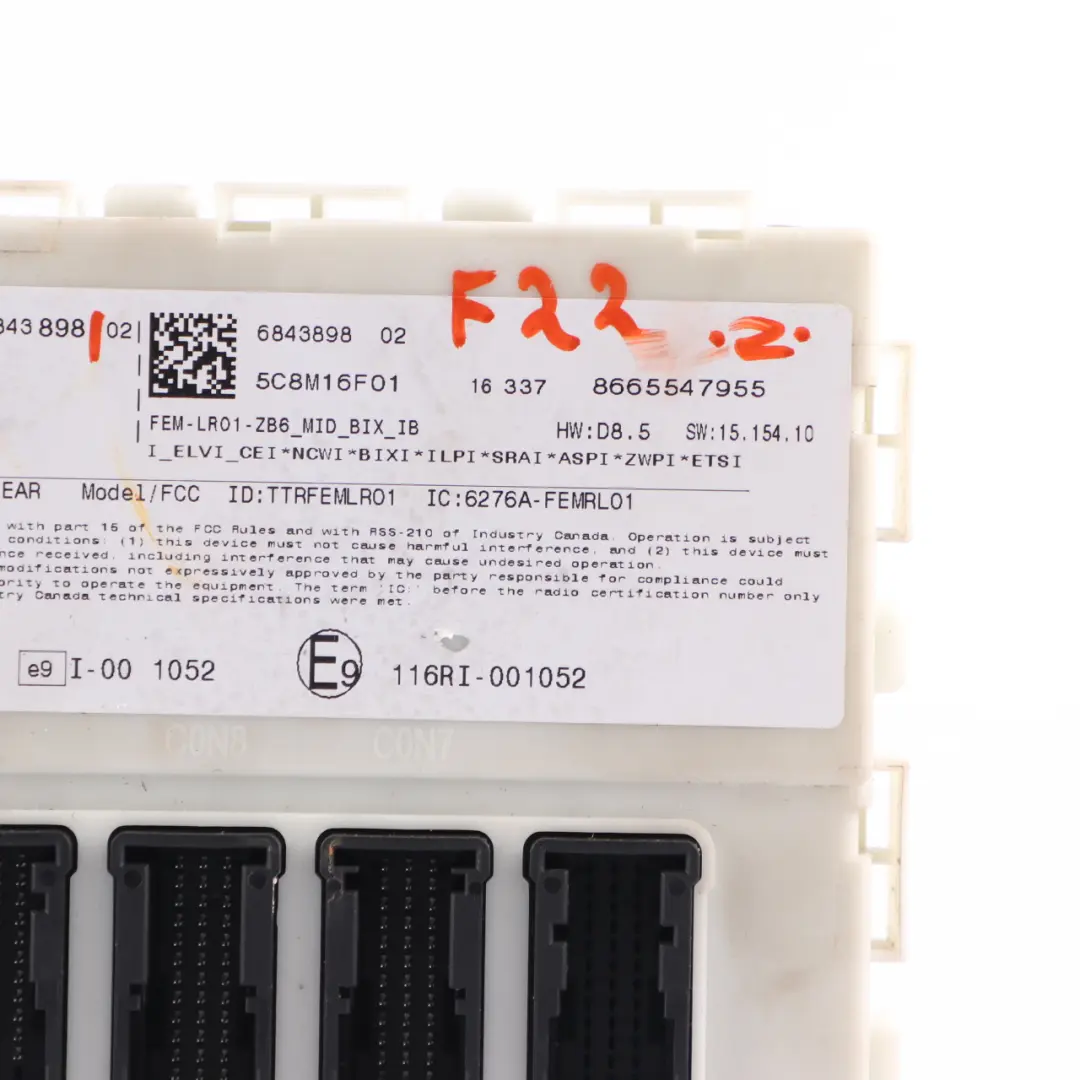 BMW F20 F21 F22 F30 F31 F32 Unità modulo controllo corpo FEM ECU LR01 - SKU 6843898 - Numero di parte 6843898
