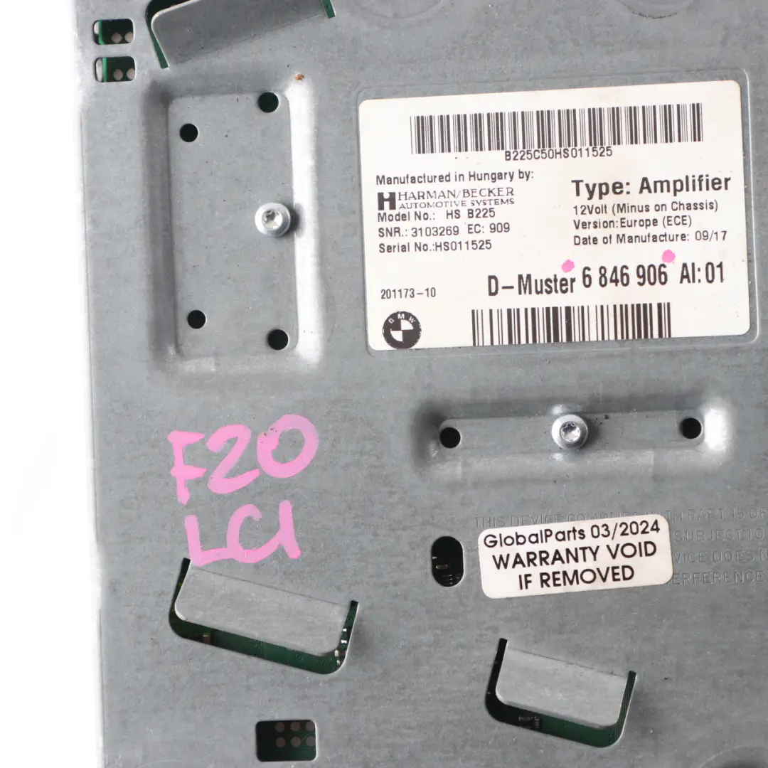 Top Hifi Audio Amplifier Harman Kardon to BMW F20 F21 LCI Mini F55 F56 with Part number 6846906 BMW F20 F21 LCI Mini F55 F56 Top Hifi Audio Amplifier Harman Kardon - SKU 6846906 - Part number 6846906