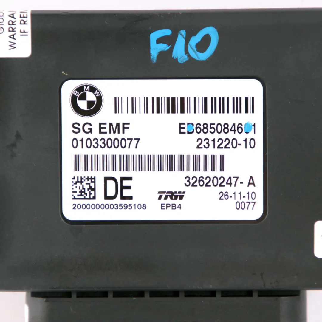 Unidad Freno Estacionamiento Módulo Control Eléctrico EMF para BMW F10 F11 F12 con número de pieza 6850846 BMW F10 F11 F12 Unidad Freno Estacionamiento Módulo Control Eléctrico EMF - SKU 6850846 - Número de pieza 6850846