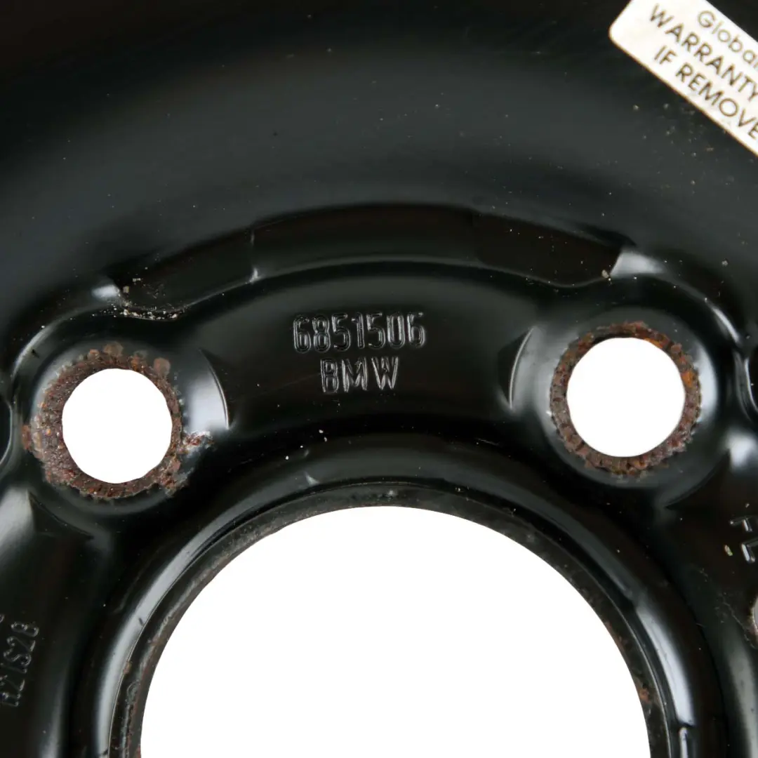 Ruota Scorta Compatta Acciaio Nero 115/70 R15 3,5J ET:28 per Mini F55 F56 con numero di parte 6851506 Mini F55 F56 Ruota Scorta Compatta Acciaio Nero 115/70 R15 3,5J ET:28 - SKU 6851506 - Numero di parte 6851506