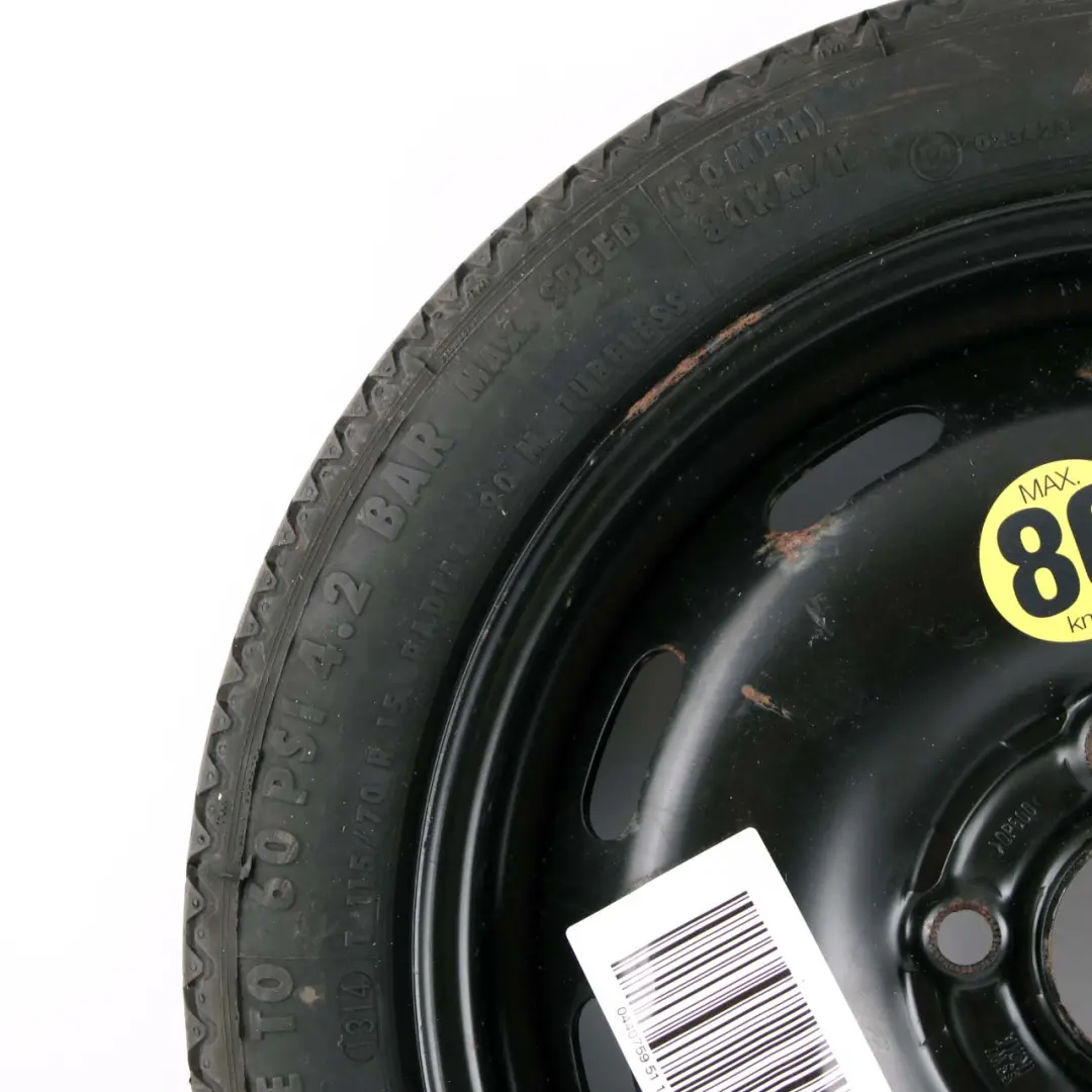  Roue de secours Mini F55 F56 Compact Acier noir 115/70 R15 3,5J ET:28 - SKU 6851506 - Numéro de pièce 6851506