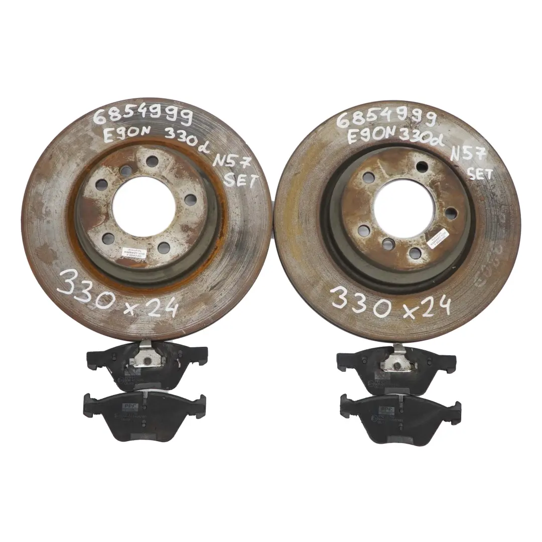 Front Wheel Left Right Ventilated Brake Disc Pad Set 330X24 to BMW 3 E90 E91 E92 with Part number 6854999 BMW 3 E90 E91 E92 Front Wheel Left Right Ventilated Brake Disc Pad Set 330X24 - SKU 6854999 - Part number 6854999