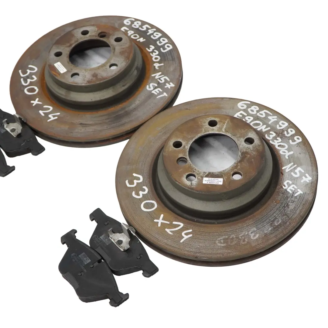 Juego pastillas freno disco ventilado 330X24 para BMW E90 E91 E92 con número de pieza 6854999 BMW E90 E91 E92 Juego pastillas freno disco ventilado 330X24 - SKU 6854999 - Número de pieza 6854999