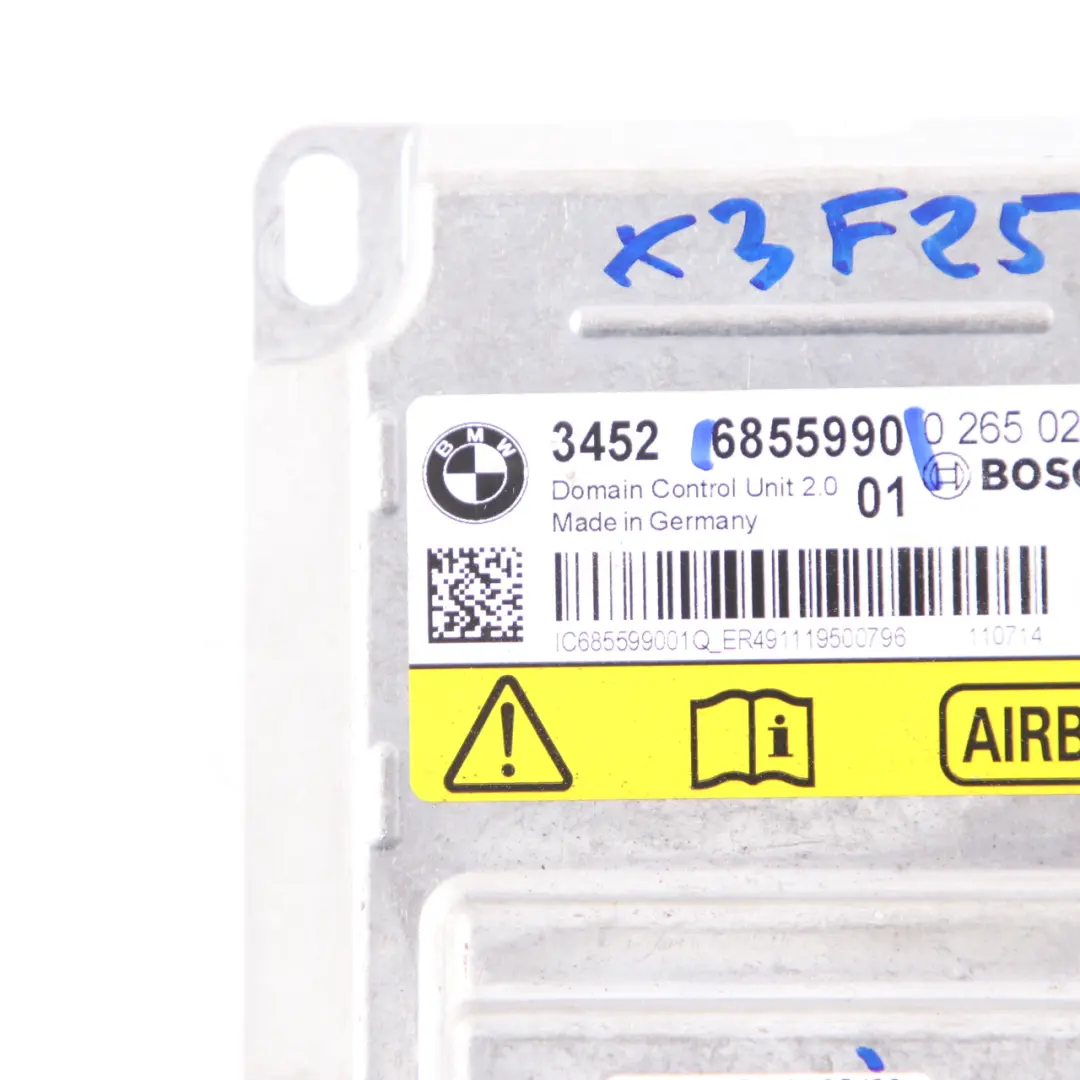 ICM Control Unit Air Bag Module SRS Safety ECU to BMW X3 F25 with Part number 6855990 BMW X3 F25 ICM Control Unit Air Bag Module SRS Safety ECU - SKU 6855990 - Part number 6855990