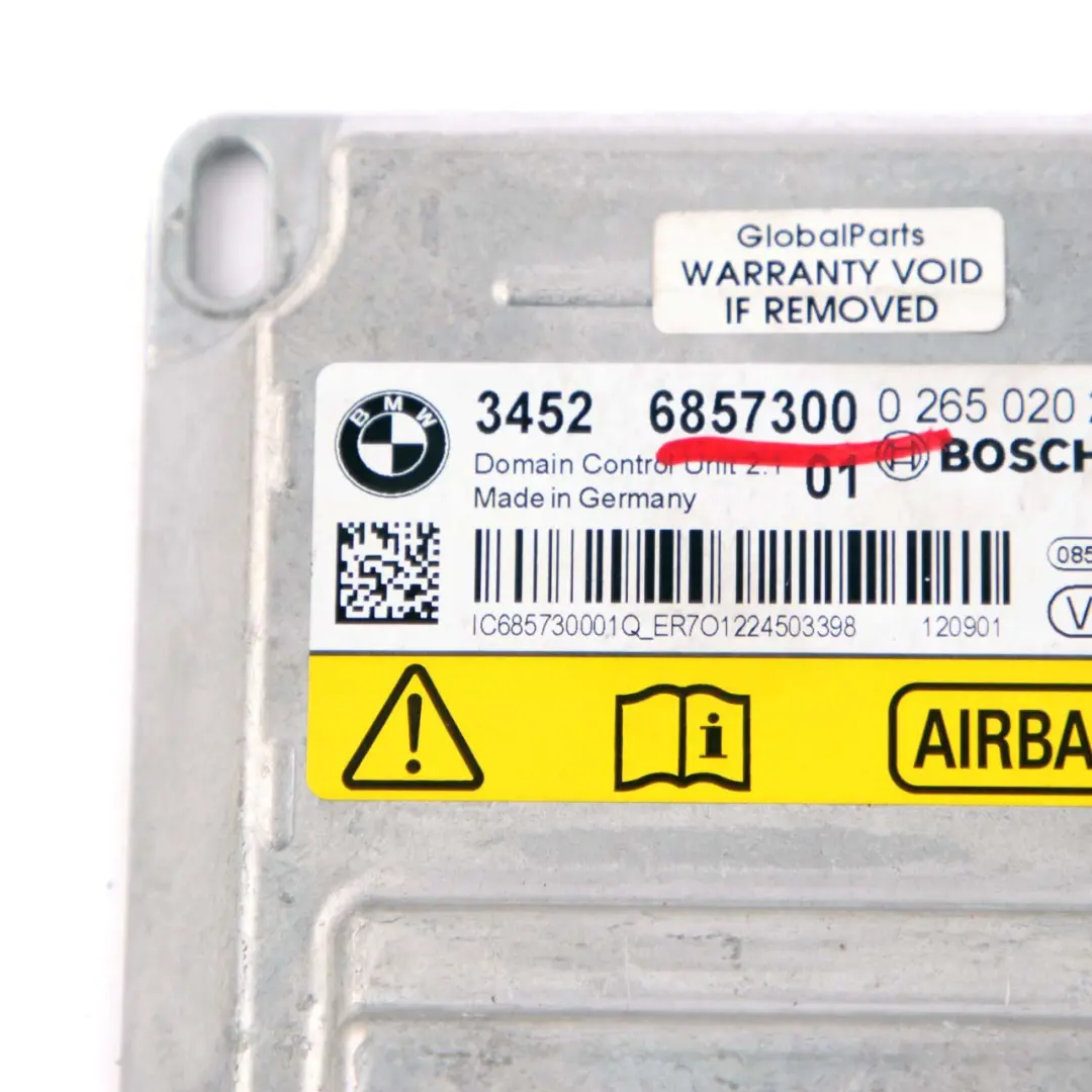 Moduł Sensor Air Bag do BMW F01 F02 LCI F10 F11 F13 o numerze 6857300 BMW F01 F02 LCI F10 F11 F13 Moduł Sensor Air Bag - SKU 6857300 - Numer Części 6857300