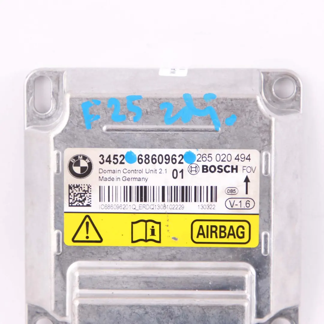 ECU Unità Controllo Modulo Aria Borsa Sicurezza 0265020494 per BMW X3 F25 con numero di parte 6860962 BMW X3 F25 ECU Unità Controllo Modulo Aria Borsa Sicurezza 0265020494 - SKU 6860962 - Numero di parte 6860962