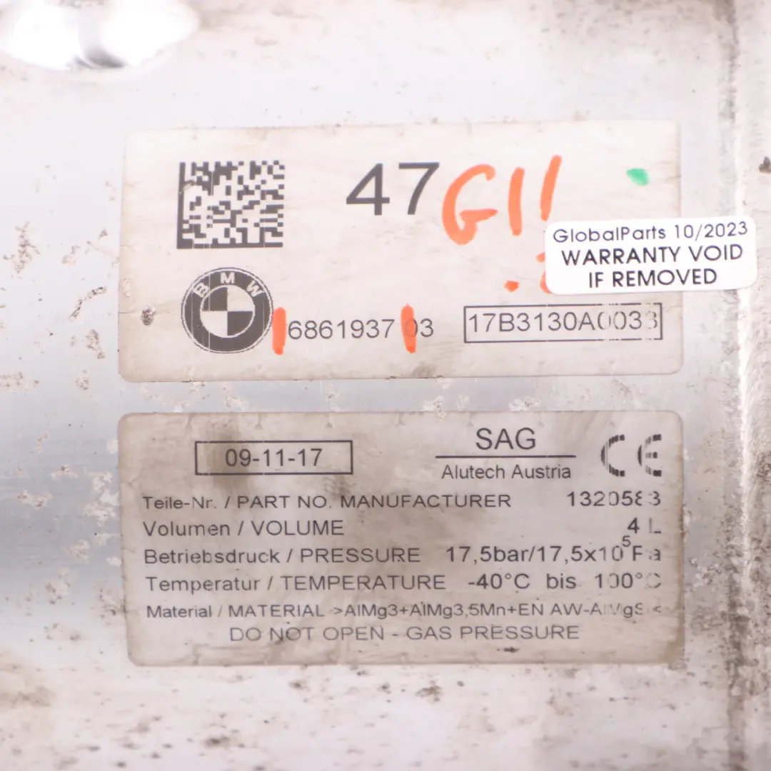 Self Leveling Air Suspension Pressure Reservoir Tank Accumulator to BMW G11 with Part number 6861937 BMW G11 Self Leveling Air Suspension Pressure Reservoir Tank Accumulator - SKU 6861937 - Part number 6861937