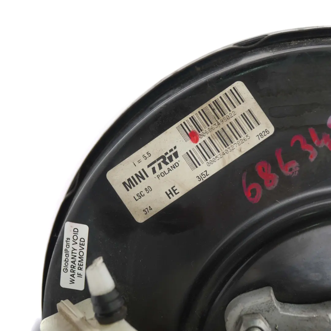 Servofreno Cilindro Principal para Mini Cooper R55 R56 R57 R60 con número de pieza 6863498 Mini Cooper R55 R56 R57 R60 Servofreno Cilindro Principal - SKU 6863498-1 - Número de pieza 6863498