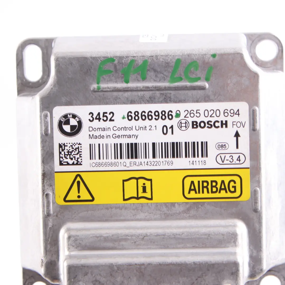 Sterownik Sensor Poduszek AirBag do BMW F01 F02 LCI F06 F10 F11 F13 o numerze 6866986 BMW F01 F02 LCI F06 F10 F11 F13 Sterownik Sensor Poduszek AirBag - SKU 6866986 - Numer Części 6866986
