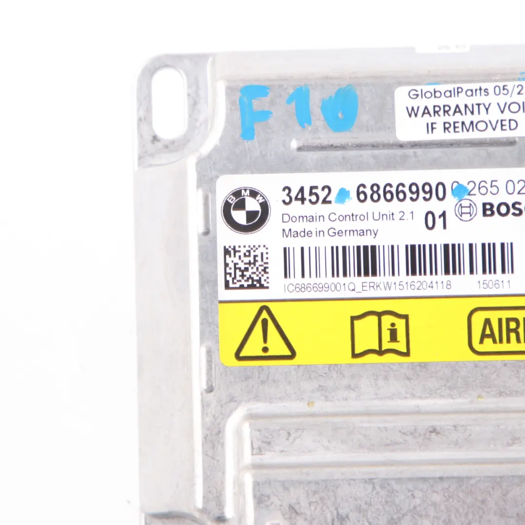 Airbag Module BMW F01 F02 LCI F10 F11 F13 Air Bag ECU ICM Control Unit to with Part number 6866990 Airbag Module BMW F01 F02 LCI F10 F11 F13 Air Bag ECU ICM Control Unit - SKU 6866990 - Part number 6866990