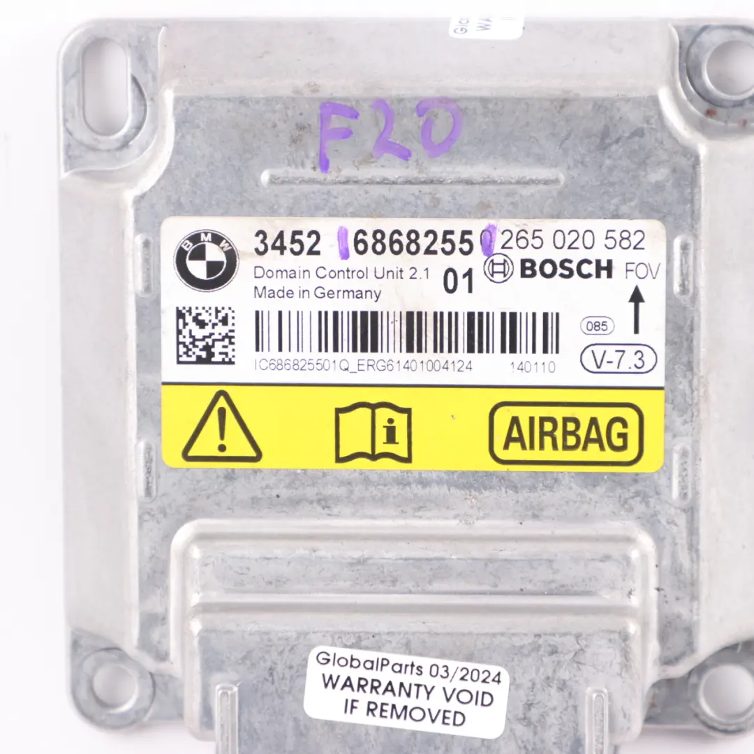 Moduł Sterownik Poduszek Powietrznych do BMW F20 F21 F30 F31 F32 F36 o numerze 6868255 BMW F20 F21 F30 F31 F32 F36 Moduł Sterownik Poduszek Powietrznych - SKU 6868255 - Numer Części 6868255