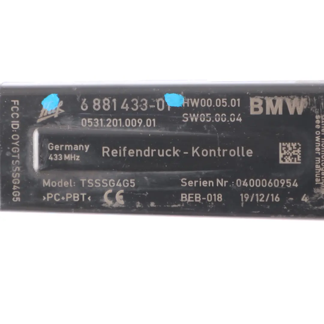 BMW X3 F25 X4 F26 F82 M4 Tyre Pressure RDC Control Unit Wheel Module - SKU 6881433 - Part number 6881433