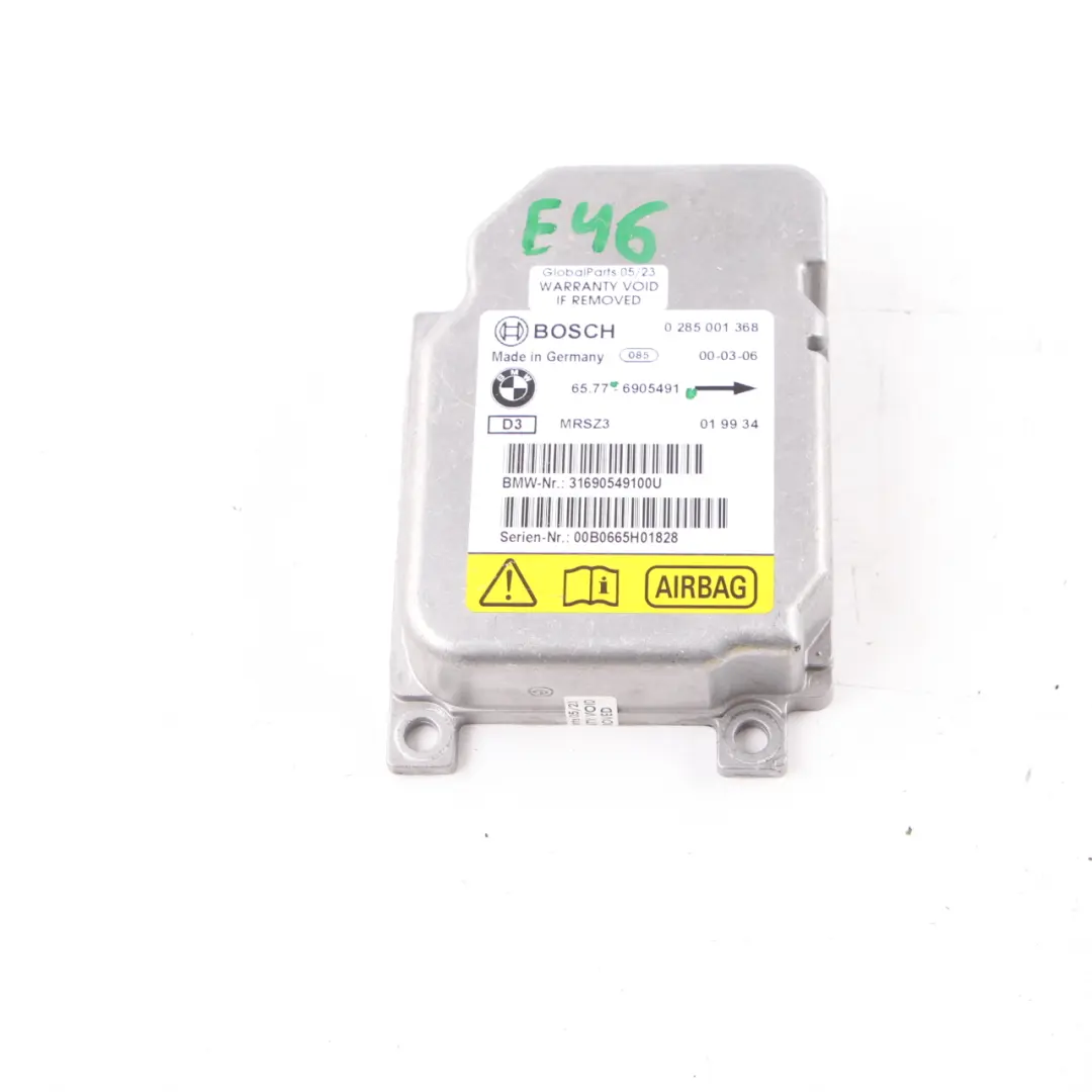 Airbag Module BMW E46 X5 E53 Control Unit ECU Side Air Bag to with Part number 6905491 Airbag Module BMW E46 X5 E53 Control Unit ECU Side Air Bag - SKU 6905491 - Part number 6905491