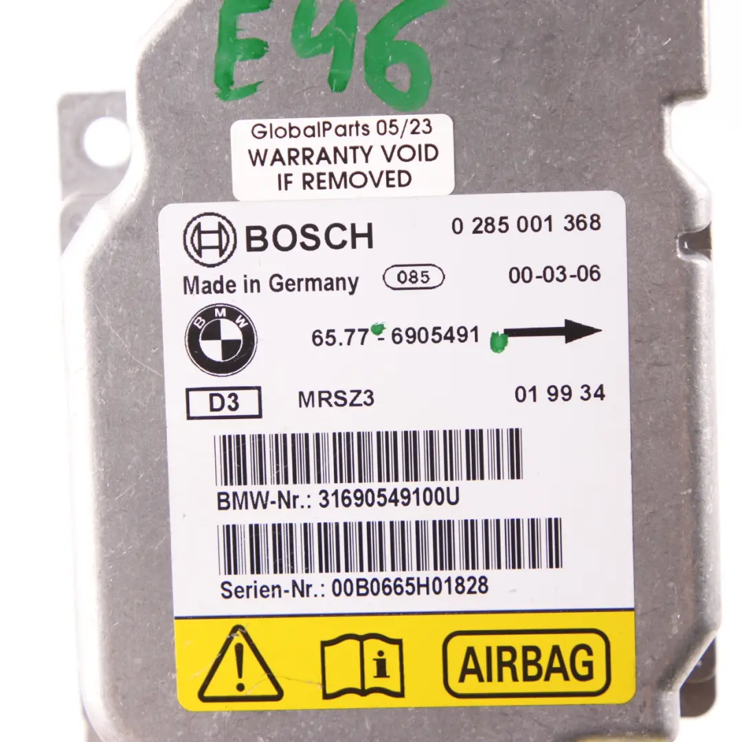  Airbag Module BMW E46 X5 E53 Control Unit ECU Side Air Bag - SKU 6905491 - Part number 6905491