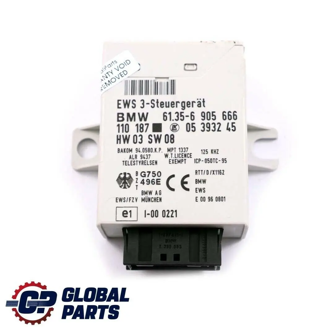 EWS3 Control Unit 3 Immobiliser Module ECU BMW E39 E46 Mini Cooper R50 - SKU 6905666 - Part number 6905666