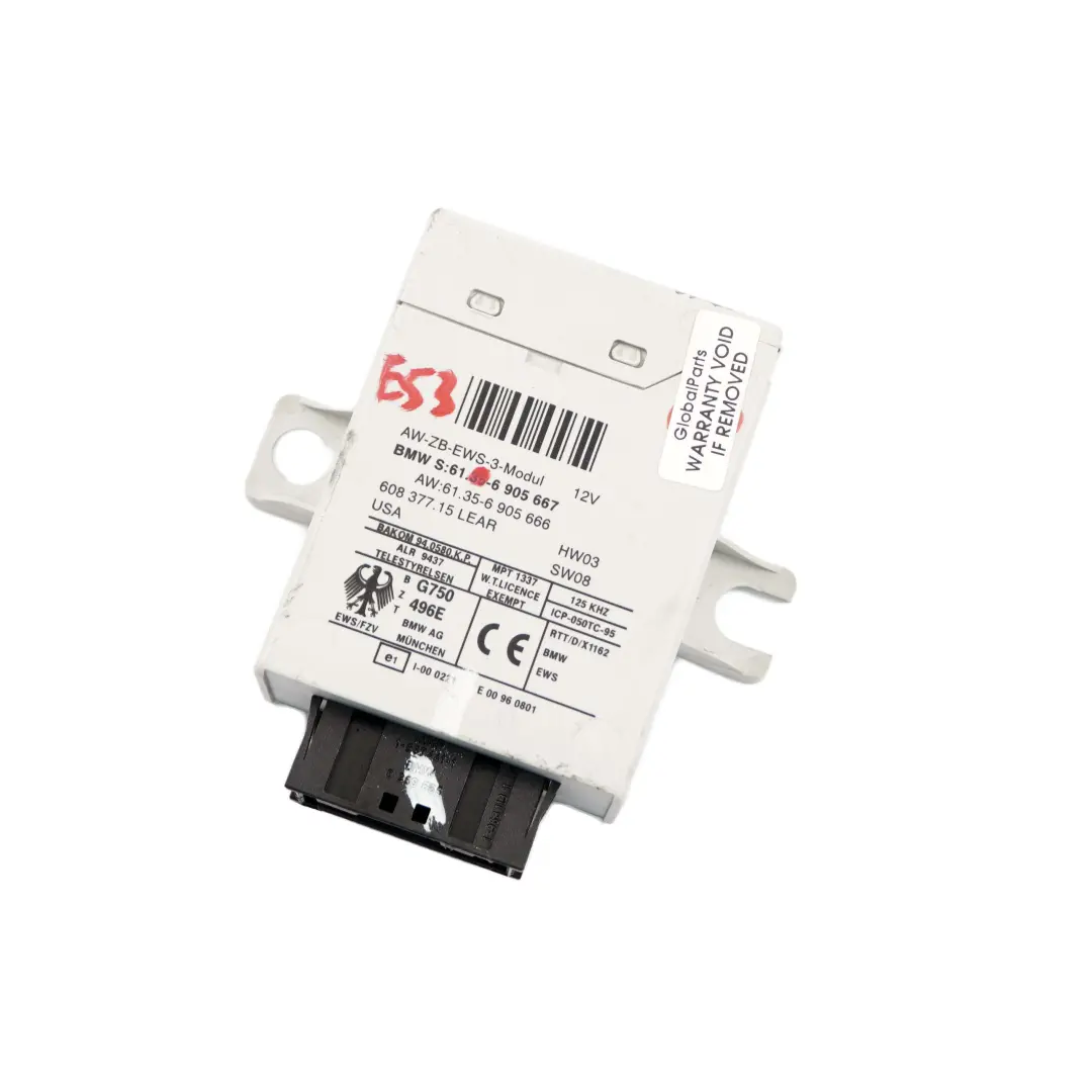 EWS 3 III ECU Immobiliser Ignition Control Unit Module BMW E46 E53 E83 - SKU 6905667 - Part number 6905667