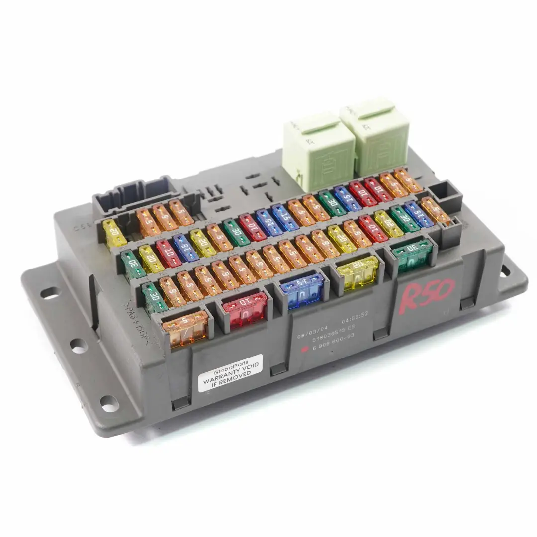 Fuse Box Mini Cooper R50 R52 R53 JCW Housing 1509011 to with Part number 6906600 Fuse Box Mini Cooper R50 R52 R53 JCW Housing 1509011 - SKU 6906600 - Part number 6906600