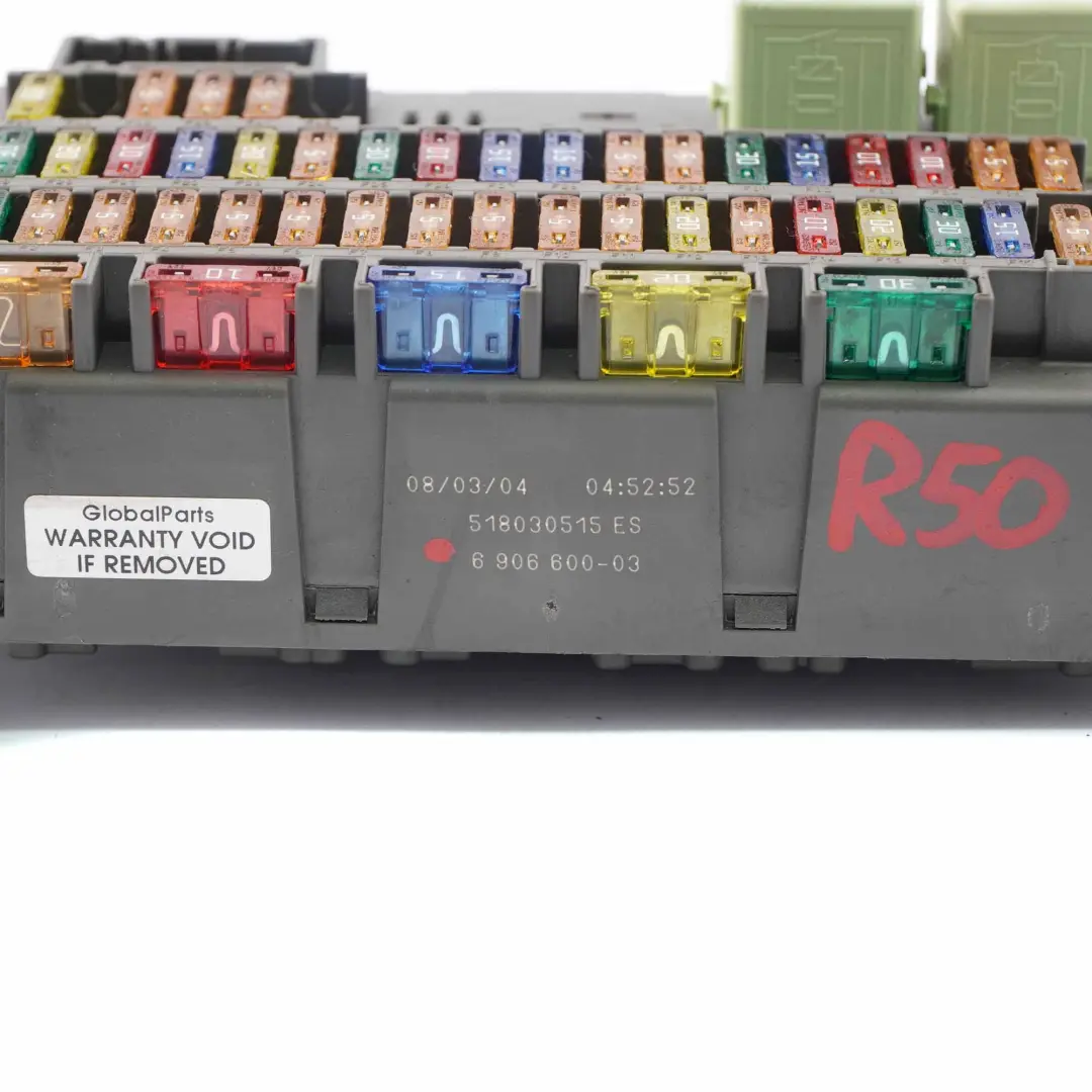 Fuse Box Mini Cooper R50 R52 R53 JCW Housing 1509011 to with Part number 6906600 Fuse Box Mini Cooper R50 R52 R53 JCW Housing 1509011 - SKU 6906600 - Part number 6906600
