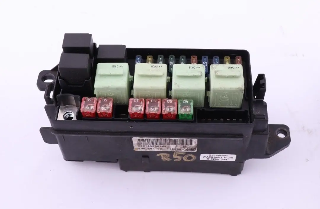 Distribution Fuse Box Front to Mini Cooper One R50 R52 R53 Power with Part number 6906604 Mini Cooper One R50 R52 R53 Power Distribution Fuse Box Front - SKU 6906604 - Part number 6906604
