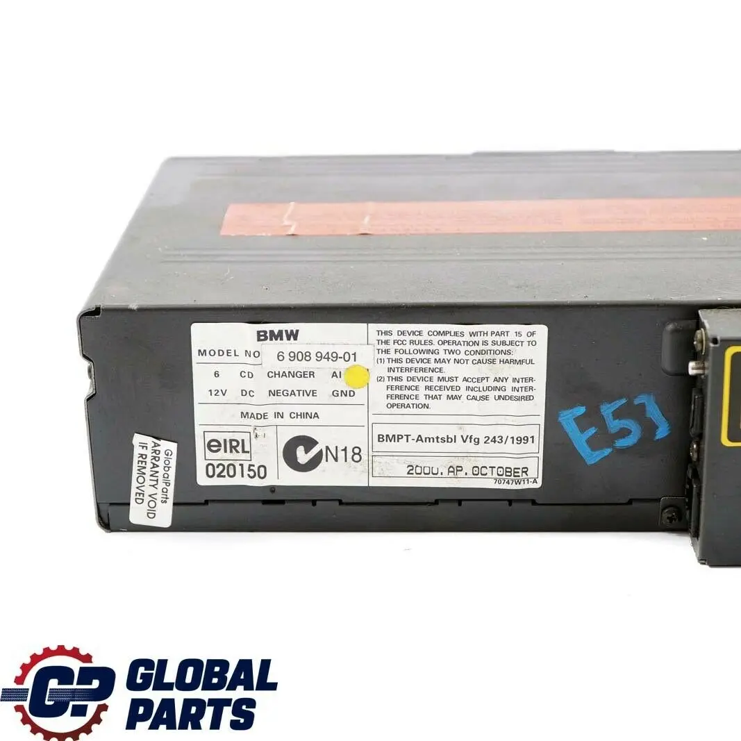 6-disc CD Changer Without Magazine 6908949 to BMW 3 5 X5 Series E39 E46 E53 with Part number 6908950 BMW 3 5 X5 Series E39 E46 E53 6-disc CD Changer Without Magazine 6908949 - SKU 6908950 - Part number 6908950