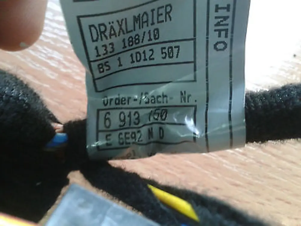 Door wiring harness mod. carrier rear right O/S to BMW 7 Series E65 with Part number 6913150 BMW 7 Series E65 Door wiring harness mod. carrier rear right O/S - SKU 6913150 - Part number 6913150