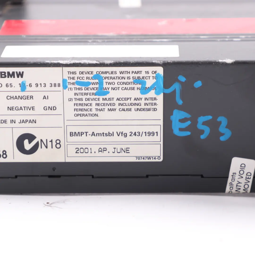 6-Disc CD Changer Multichanger to BMW E53 Mini Cooper R50 R52 with Part number 6913388 BMW E53 Mini Cooper R50 R52 6-Disc CD Changer Multichanger - SKU 6913388-2 - Part number 6913388