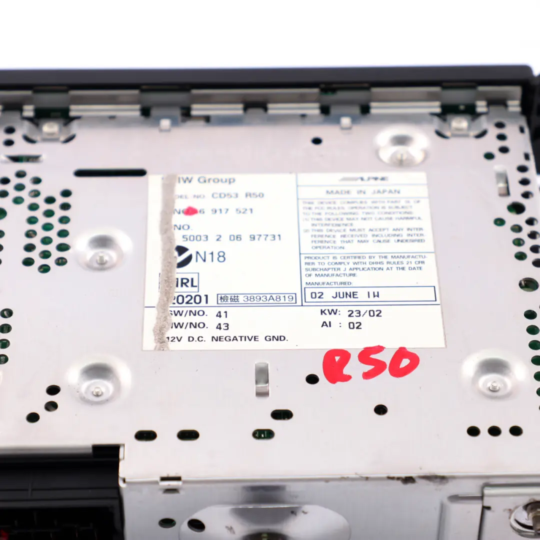 Mini Cooper One R50 R53 Radio Boost CD Player Unit Head - SKU 6917521 - Numero di parte 6917521