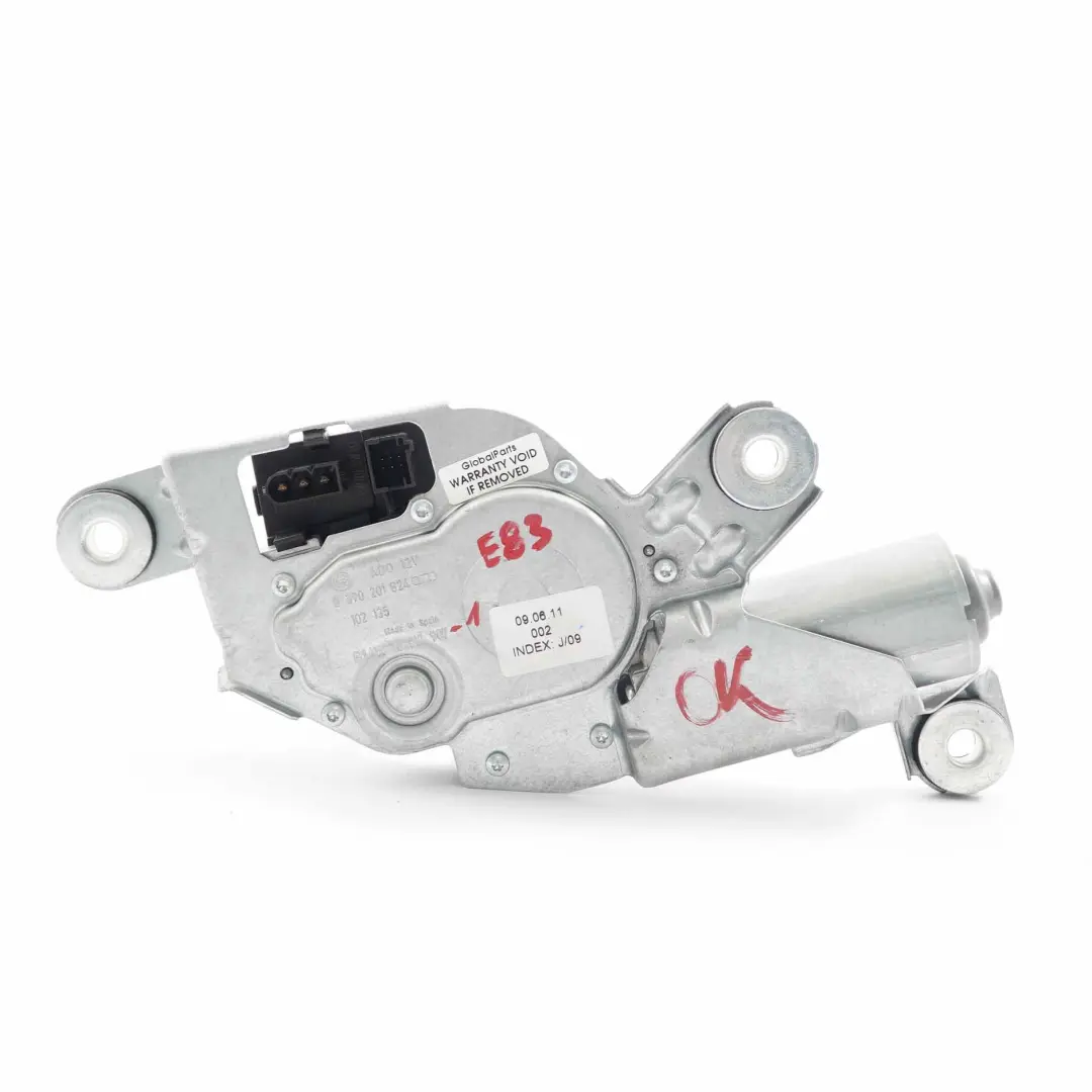 Limpiaparabrisas trasero Conjunto Motor Bosch 6763 para BMW E83 con número de pieza 6917907 BMW E83 Limpiaparabrisas trasero Conjunto Motor Bosch 6763 - SKU 6917907-1 - Número de pieza 6917907