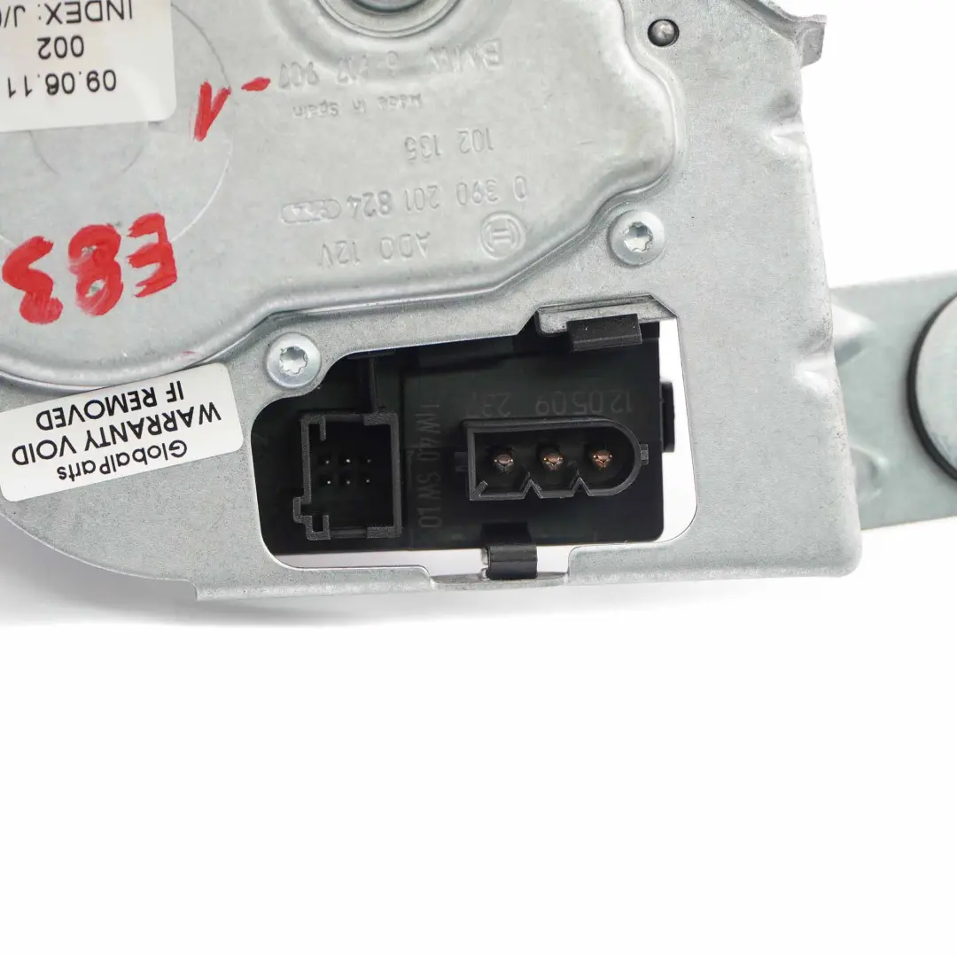 Limpiaparabrisas trasero Conjunto Motor Bosch 6763 para BMW E83 con número de pieza 6917907 BMW E83 Limpiaparabrisas trasero Conjunto Motor Bosch 6763 - SKU 6917907-1 - Número de pieza 6917907