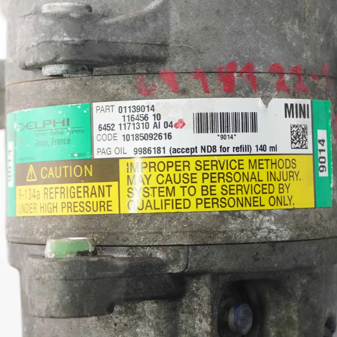 A/C Air Conditioning Pump Compressor 1171310 to Mini Cooper One R50 R52 R53 with Part number 6918122 Mini Cooper One R50 R52 R53 A/C Air Conditioning Pump Compressor 1171310 - SKU 6918122-1 - Part number 6918122