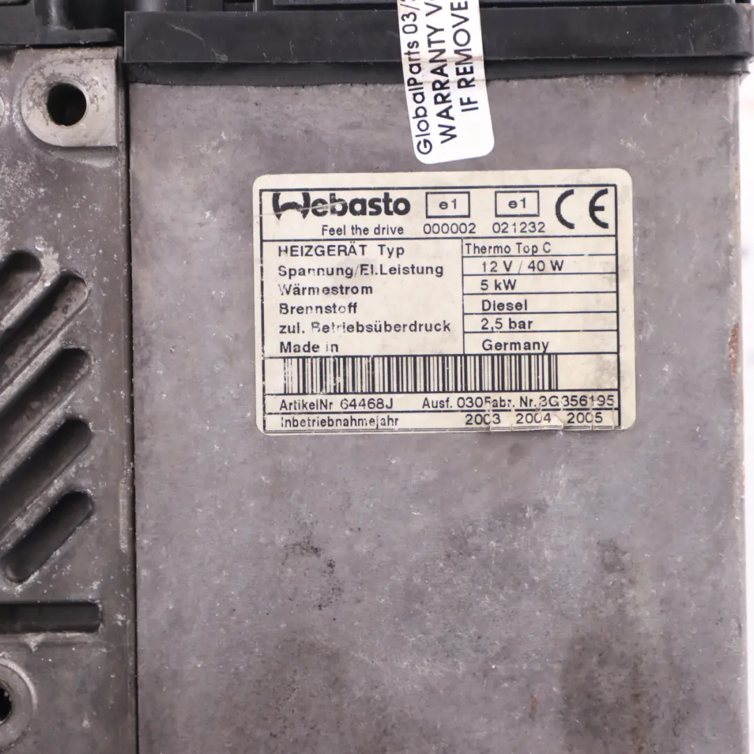 Webasto BMW X5 E53 M57 M57N 3.0d Diesel Auxiliary Heater Thermo Top Z to with Part number 6918942 Webasto BMW X5 E53 M57 M57N 3.0d Diesel Auxiliary Heater Thermo Top Z - SKU 6918942-1 - Part number 6918942