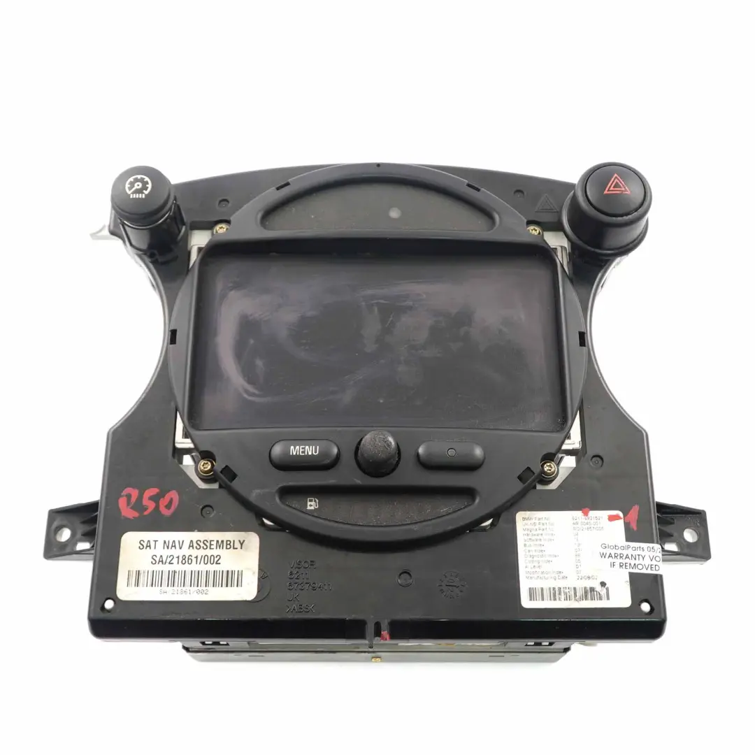 Navigation Screen Display Instrument Cluster to Mini Cooper One R50 R53 with Part number 6921521 Mini Cooper One R50 R53 Navigation Screen Display Instrument Cluster - SKU 6921521-1 - Part number 6921521
