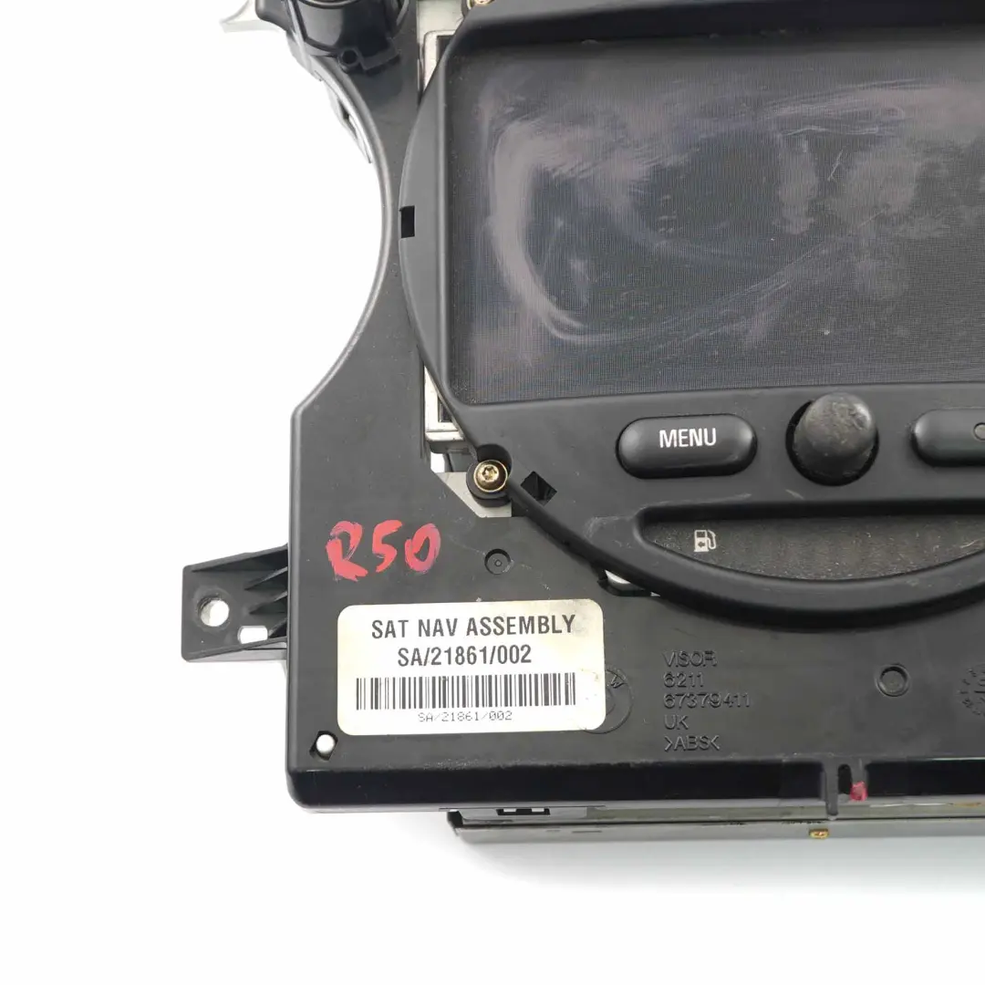 Pantalla de Navegación Panel de Instrumentos para Mini Cooper One R50 R53 con número de pieza 6921521 Mini Cooper One R50 R53 Pantalla de Navegación Panel de Instrumentos - SKU 6921521-1 - Número de pieza 6921521