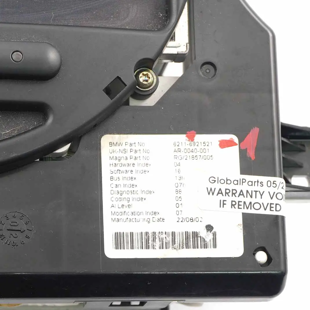 Pantalla de Navegación Panel de Instrumentos para Mini Cooper One R50 R53 con número de pieza 6921521 Mini Cooper One R50 R53 Pantalla de Navegación Panel de Instrumentos - SKU 6921521-1 - Número de pieza 6921521