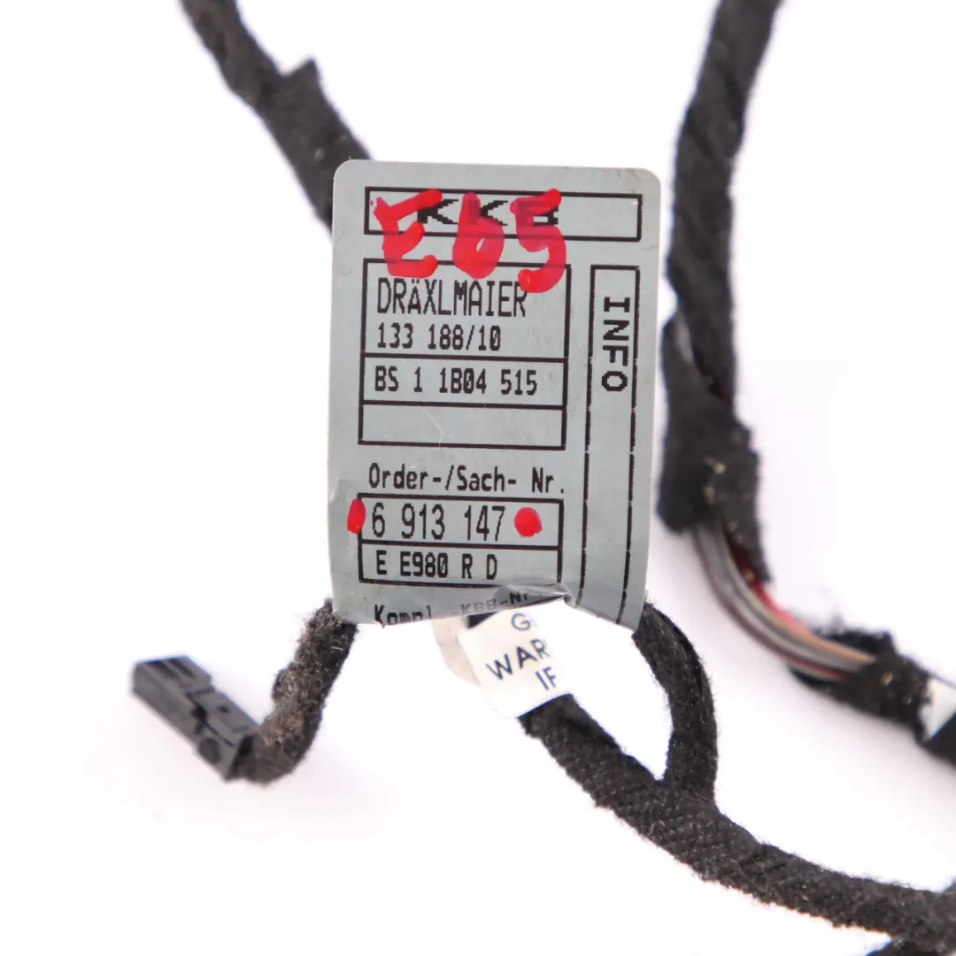 Mazo Cables Panel Puerta Tarjeta De Cableado Trasero Loom 6913147 para BMW E65 con número de pieza 6923700 BMW E65 Mazo Cables Panel Puerta Tarjeta De Cableado Trasero Loom 6913147 - SKU 6923700 - Número de pieza 6923700