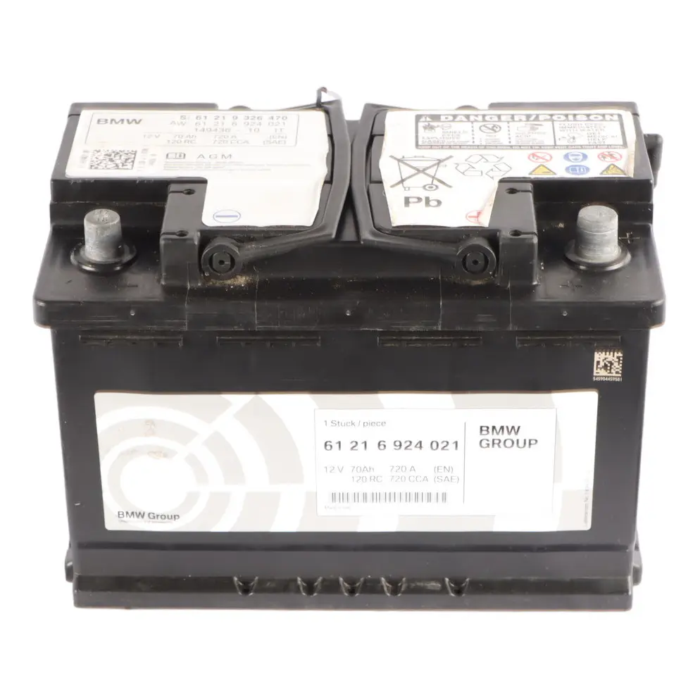 AGM 12V Accumulator Battery 70Ah 720A 9326470 to BMW with Part number 6924021 BMW AGM 12V Accumulator Battery 70Ah 720A 9326470 - SKU 6924021 - Part number 6924021