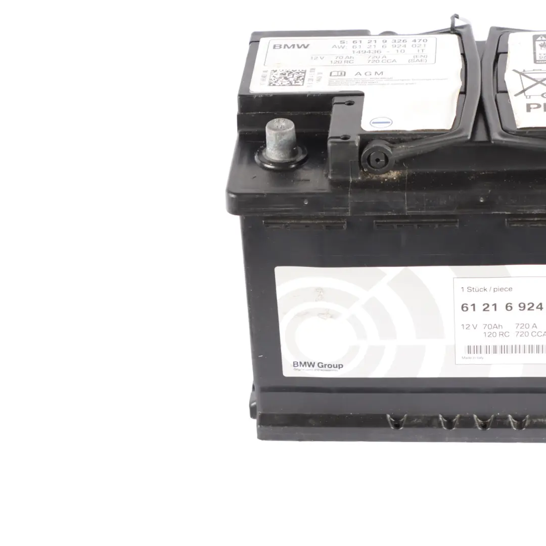 AGM 12V Accumulator Battery 70Ah 720A 9326470 to BMW with Part number 6924021 BMW AGM 12V Accumulator Battery 70Ah 720A 9326470 - SKU 6924021 - Part number 6924021