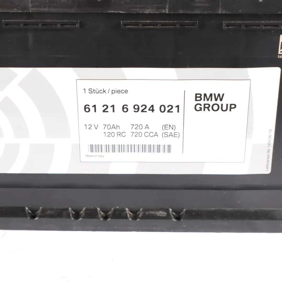 BMW AGM 12V Accumulator Battery 70Ah 720A 9326470 - SKU 6924021 - Part number 6924021